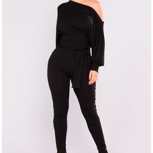 Black pro lounger jumpsuit very soft material